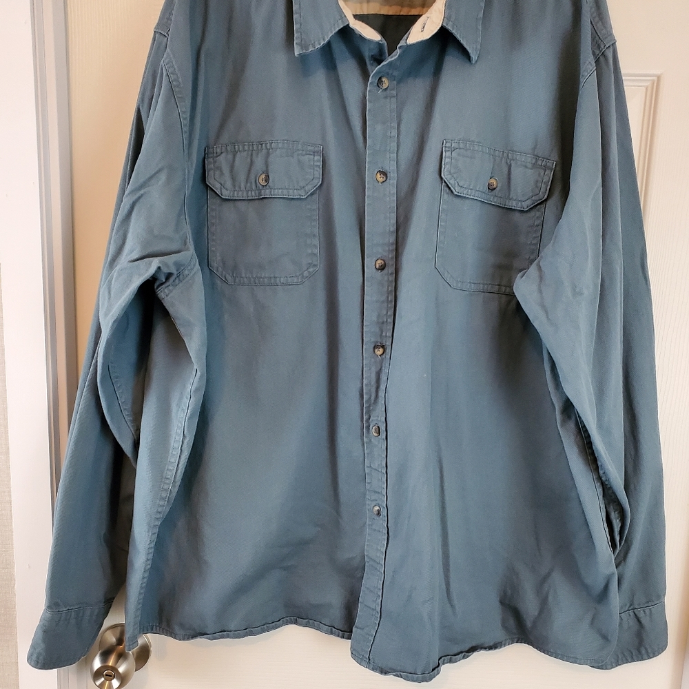 Men's Wrangler Light Blue/Grey Button Up Shirt - Picture 5 of 13